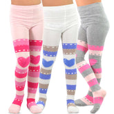 Kids Girls Fashion Cotton Tights 3 Pair Pack